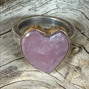 Jes MaHarry “Sunlit Love Ring” heart shaped pink sapphire gold and silver. New!